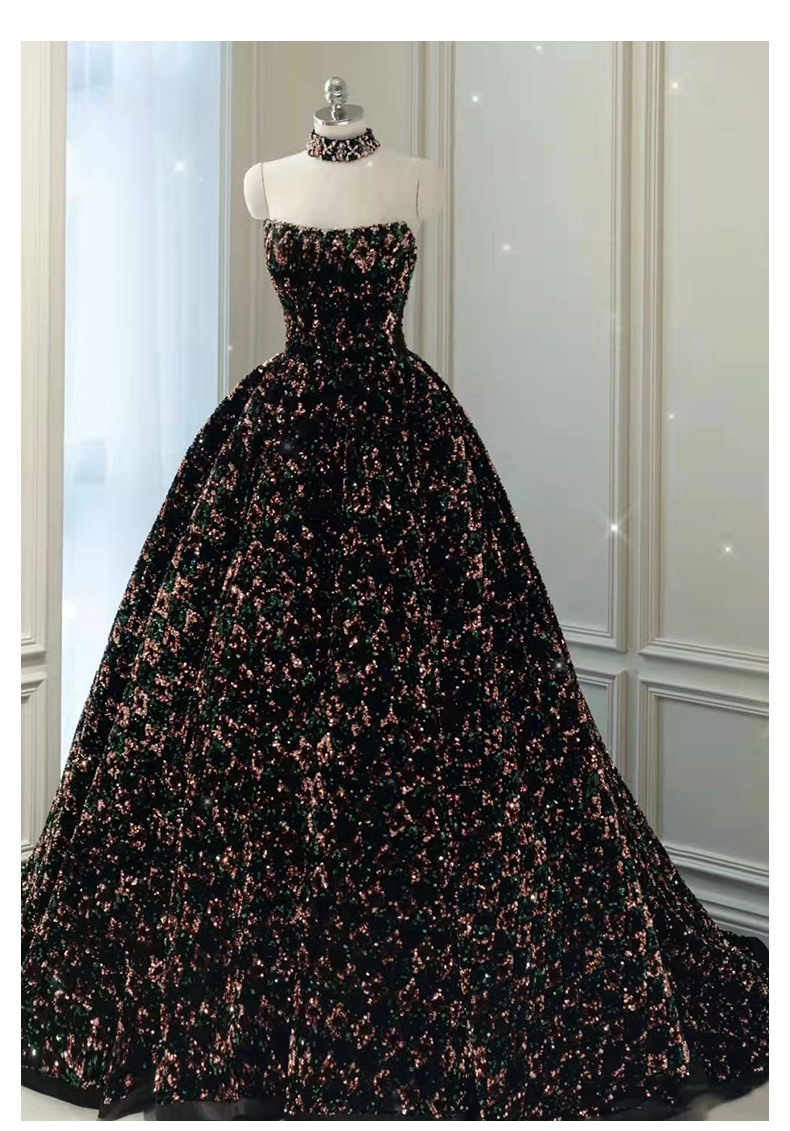 Đầm dạ hội dáng dài không dây đính sequin cao cấp — Màu trong hình, Hình ảnh màu đuôi cá chi tiết 9