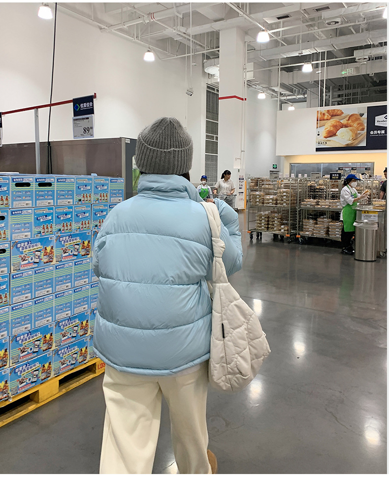 Katoenen jack dames korte 2023 winter nieuwe stijl kleine staande kraag donsjack verdikte katoenen damesjack_voghion.com