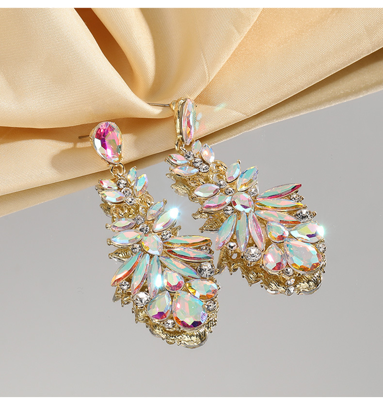 Rhinestones Inlay Material Drop Earrings Classification 1 Pair Simple Style Flower Plating Alloy Rhinestones Drop Earrings