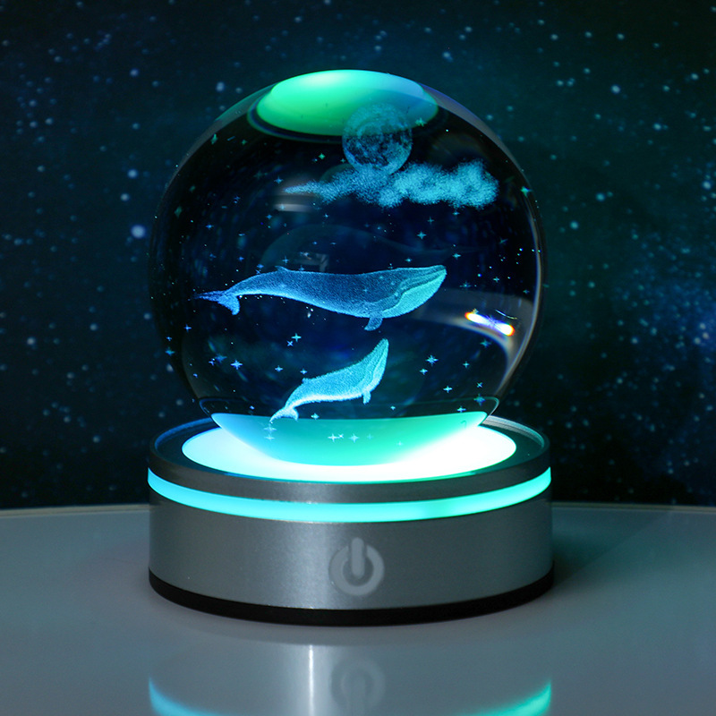 跨境发光银河系星空水晶球小夜灯触摸电池底座创意学生生日礼物|undefined