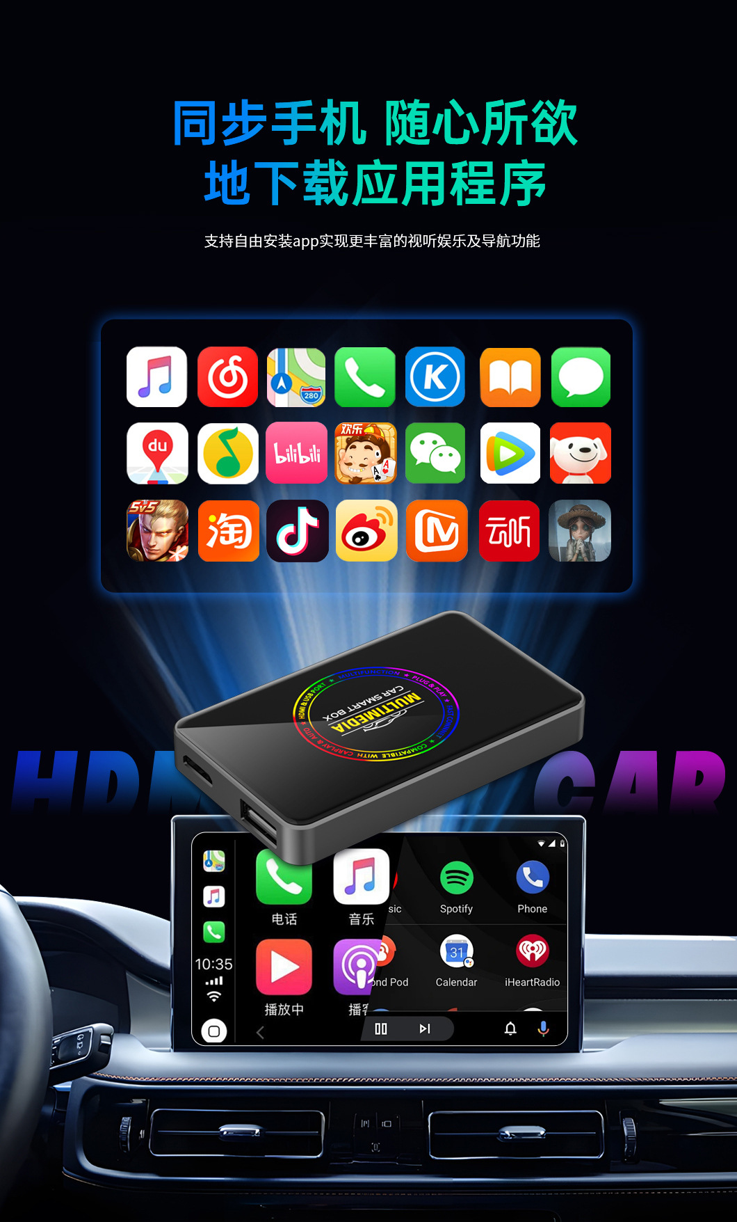Amazon's Best-Selling Carplay Box Dual Wifi Wired to Wireless Carplay with HDMI Tv Box