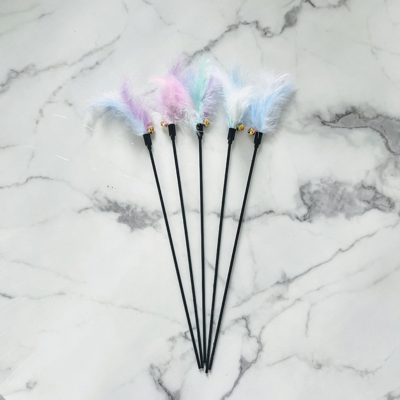 Factory wholesale funny cat stick macaron color Cat Bell feather funny cat stick supplies pet toys Factory wholesale funny cat stick macaron color Cat Bell feather funny cat stick supplies pet toys