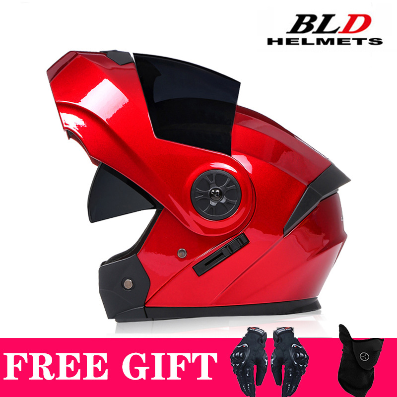 Motosiklet kaskı (dəbilqə) — Motuoche Helmet - red-tea-visor-gift-mask-gloves-s55-56