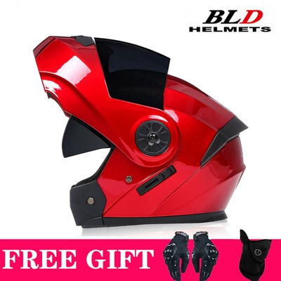 Motosiklet kaskı (dəbilqə) – Sales - red-brown-lenses-comes-with-mask-gloves-s55-56