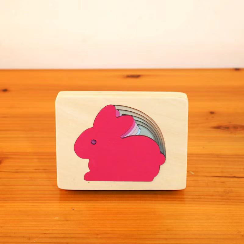 madera multicapa estereoscópico puzzle cognitivo para niños pequeños juguetes de bloques de construcción