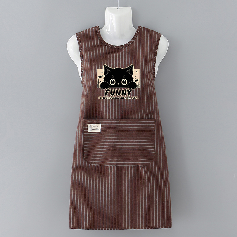 ZJ701 검은 고양이 [커피색] 양복 조끼 순면 세로무늬