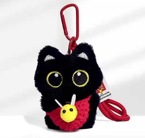Super lindo pequeño gato negro colgante personalidad lindo muñeca de peluche tejido a mano colgante regalos multicolores para un buen amigo