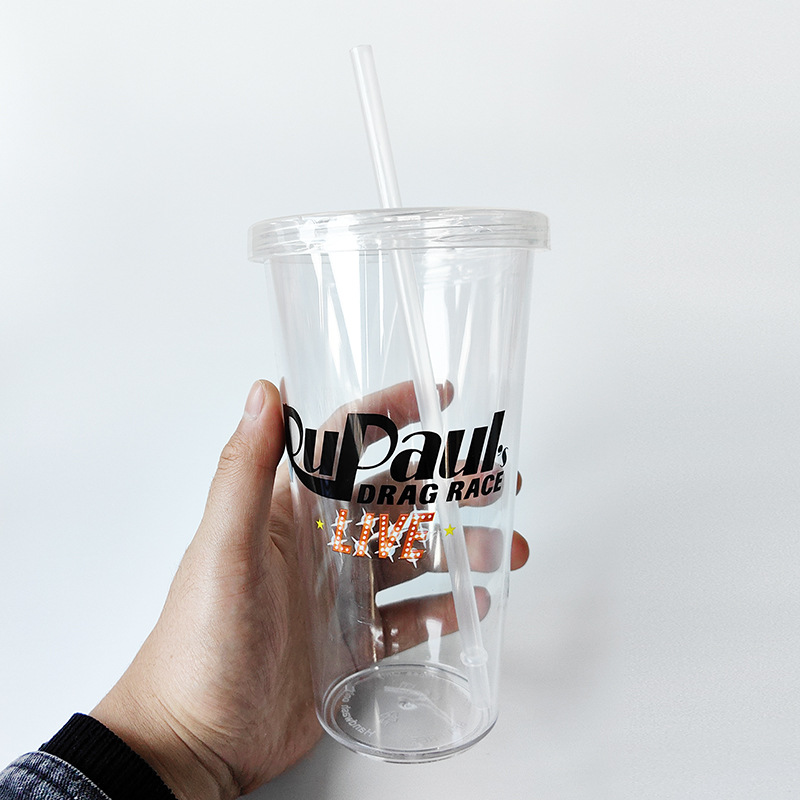 Fábrica directa 24oz taza de paja de plástico publicidad creativa taza de agua regalo promocional 680ML taza transparente taza PS
