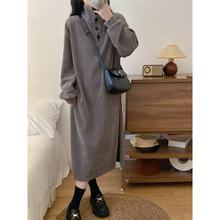 大码女装2025秋季新款胖mm遮肚显瘦长款过膝加厚灯芯绒打底连衣裙