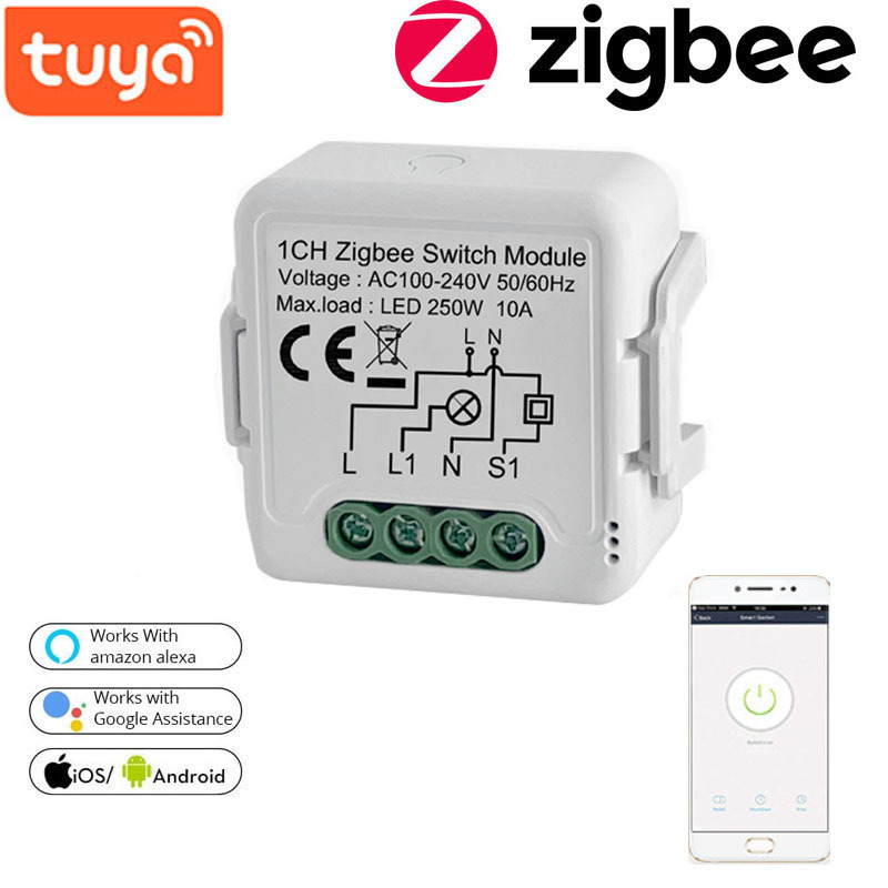 涂鸦Zigbee一路开关通断器APP手机语音控制改装件模块 零火版