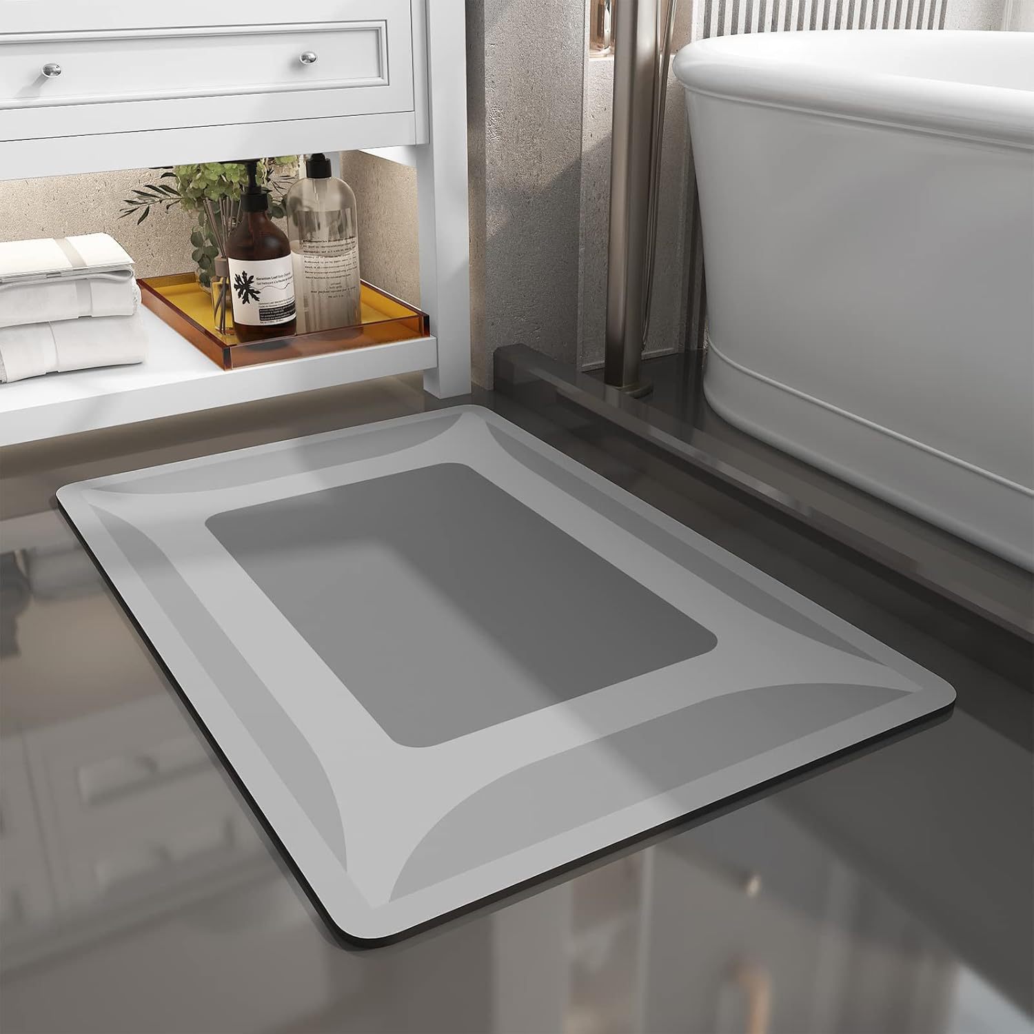 Minimalist Geometric Diatomite Bath Mat For Shower And Bathtub_voghion.com