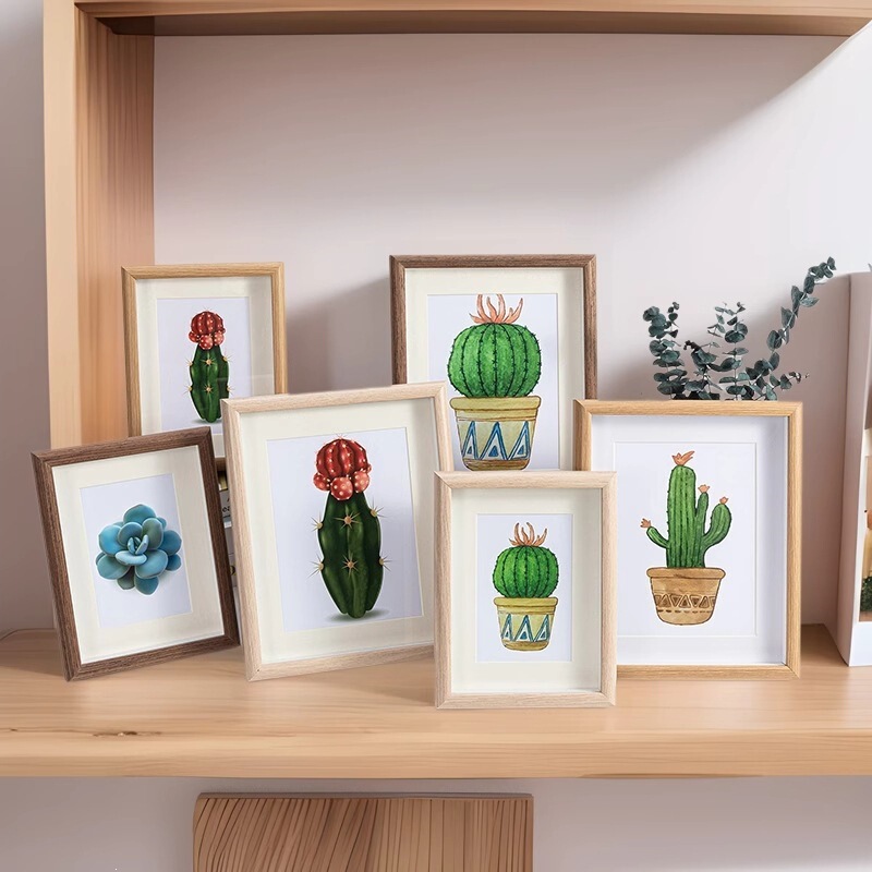 DIY Wooden Hollow Photo Frame Stand with a High-End Feel 5678inch Photo Frame A4 Wall-Mounted Calligraphy and Painting Frame