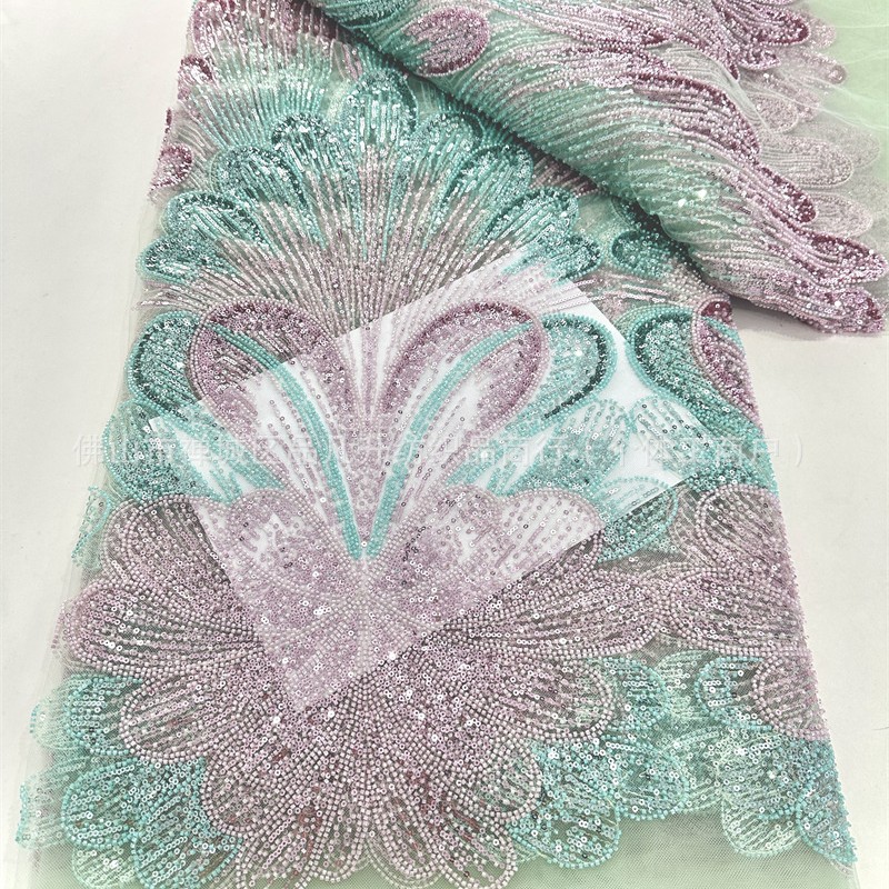 2025 moda transfronteriza de primavera y verano nuevo estilo tela bordada bicolor industria pesada perla tubo tela bordada tela Dress para mujer image 3