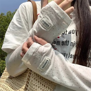 Sun Protection Ice Sleeve Ice Silk Sleeves 2025 New Style Driving and Cycling Gentle Polka Dot Anti-Uv Women's Ice Silk Gloves