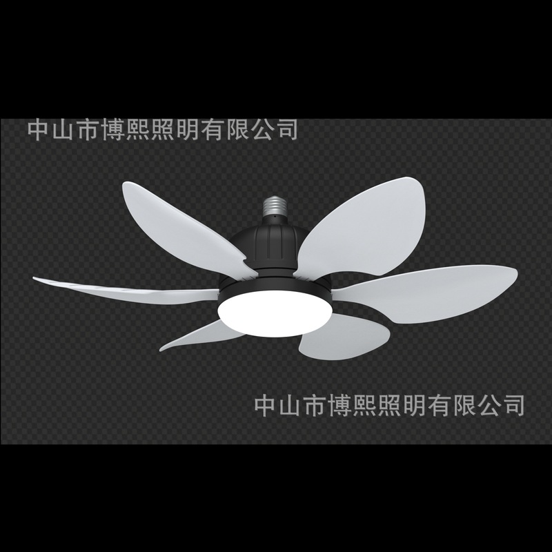 国境を越えたシャンデリアLEDプラグ風葉E27E26ファンランプ多機能三色調光寝室リビングファンランプ|undefined