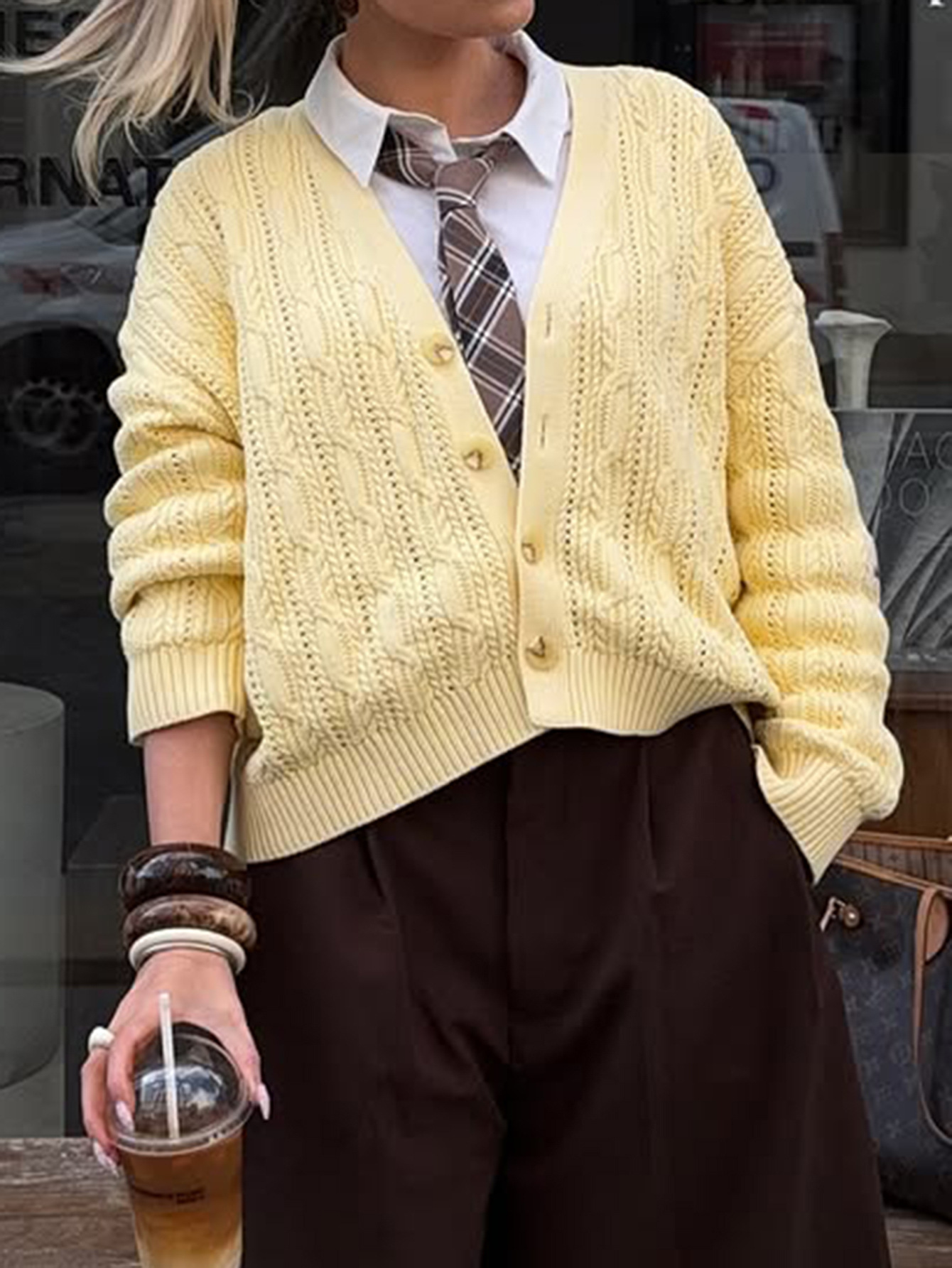 Kaikuo Europa y Estados Unidos ropa de mujer transfronteriza 2026 primavera y verano japonés cardigan de lana fresco de cuello en V suéter de botón Amazon