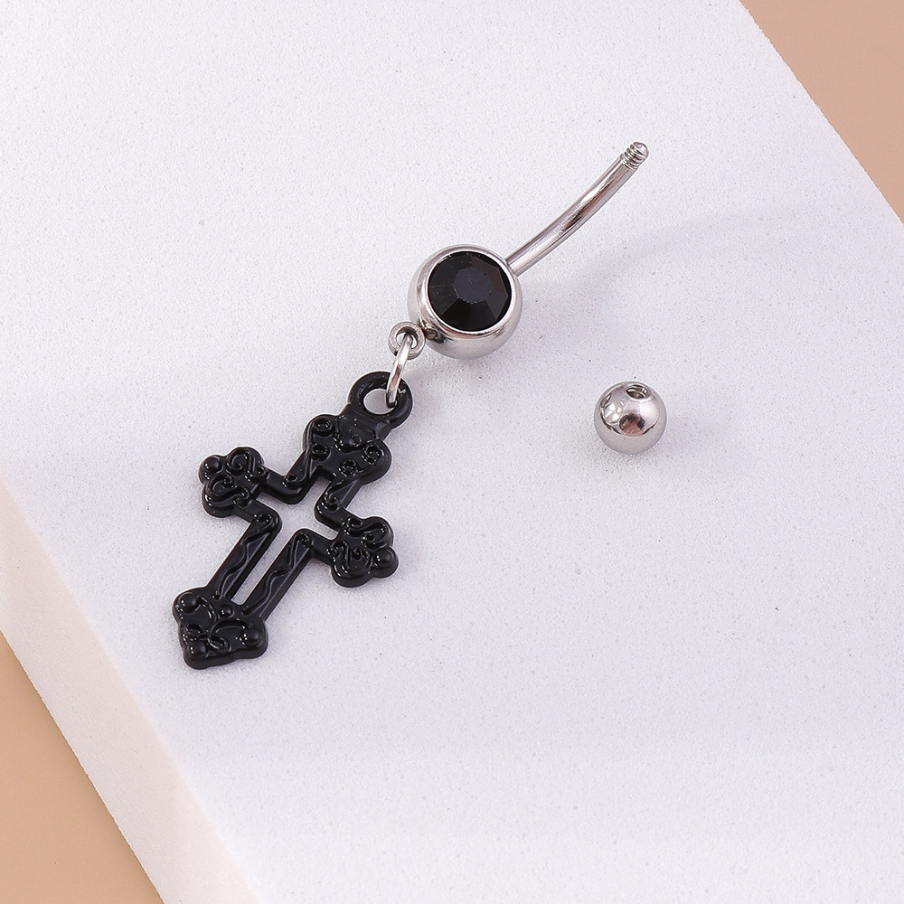 Seksowny kolczyk do pępka kółko pusty krzyż ze stopu_voghion.com