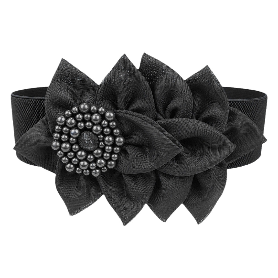 Cinturón elástico de las mujeres de estilo coreano gran flor cinturón decorativo de moda todo partido cintura ancha sello vestido Accesorios