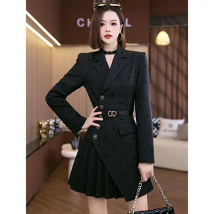 dress 2025 spring waist temperament small fragrant style stitching high sense slim suit skirt