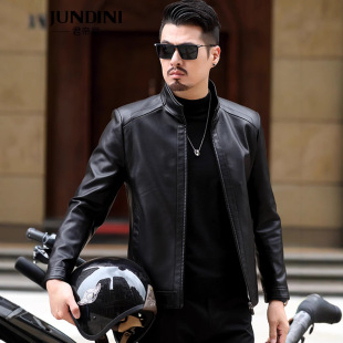 Middle-aged men's leather jacket stand collar jacket middle-aged and elderly men's casual PU leather jacket dad spring top one-piece delivery