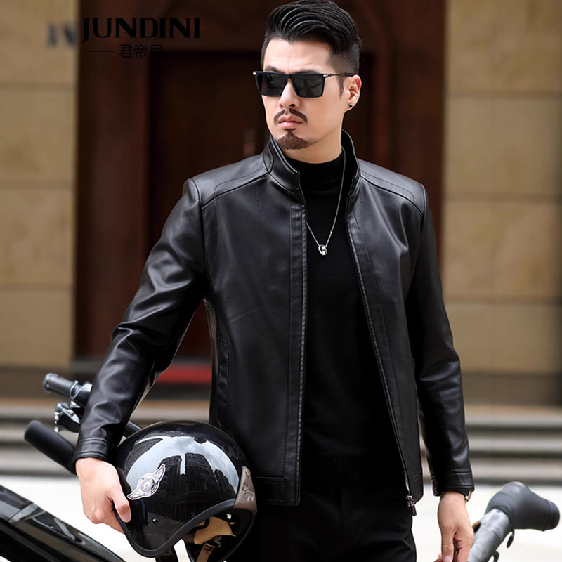 Middle-aged men's leather jacket stand collar jacket middle-aged and elderly men's casual PU leather jacket dad spring top one-piece delivery Middle-aged men's leather jacket stand collar jacket middle-aged and elderly men's casual PU leather jacket dad spring top one-piece delivery