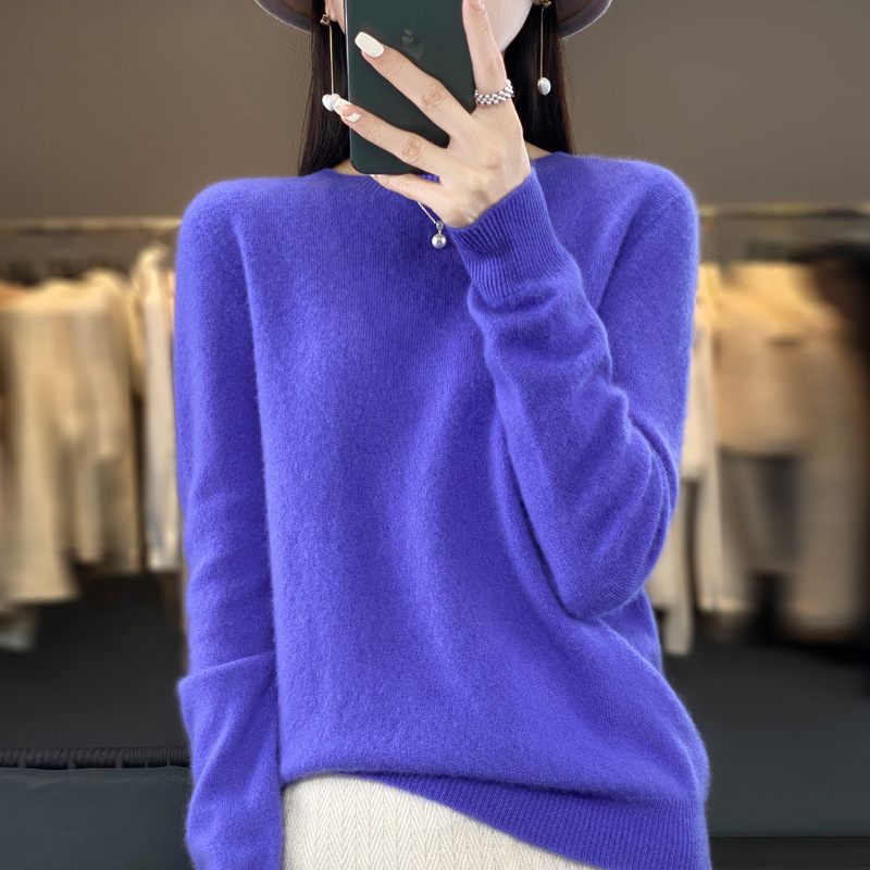 一线成衣v领针织衫女套头打底纯羊毛衫秋冬长袖毛衣短款上衣|undefined