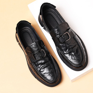 New Men's breathable leather sheepskin leather shoes Business British men's shoes casual men's leather shoes men's slip-on shoes