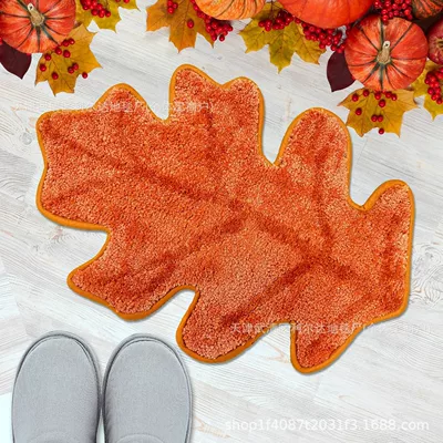 Avtomobil döşəmə paspasları — Light Luxury Thanksgiving Cashmere Floor - maple-leaf-4-4060cm-soft-plush-feel