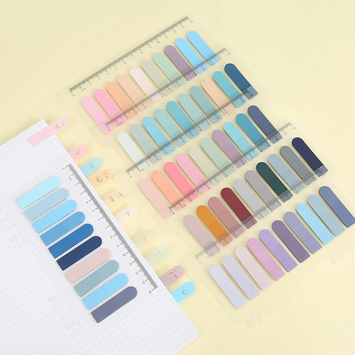 Morandi translucent PET index stickers, round-head multi-color sticky notes, markable writeable note paper note pads