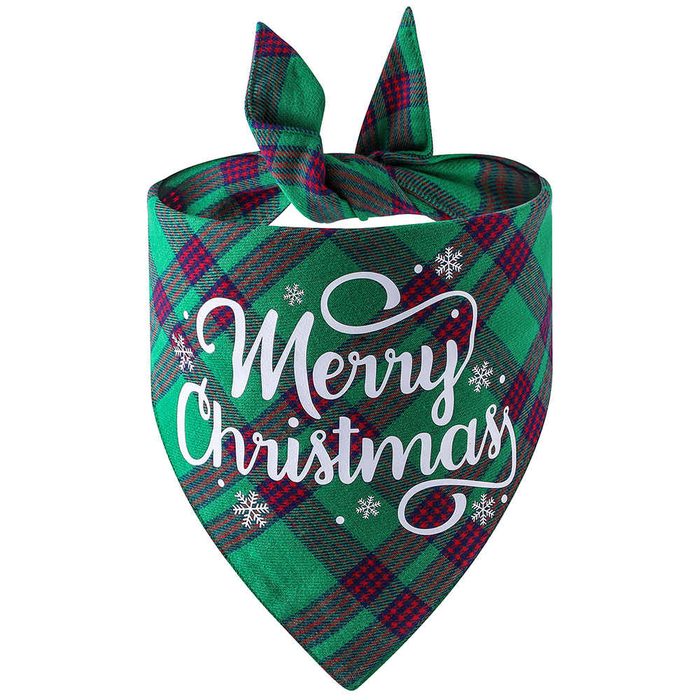 Original transfronterizo nuevo algodón a cuadros mascota triángulo bufanda perro bufanda Navidad mascota saliva toalla mascota bufanda