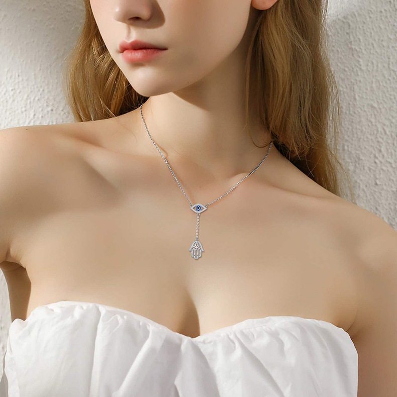 Women'S Gender 925 Sterling Silver Zircon Cable Chain Plating Inlay Devil'S Eye Necklace