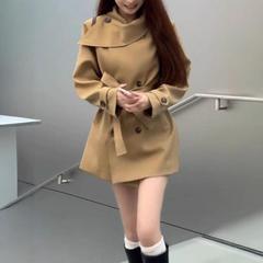 千金感气质休闲收腰风衣外套女装2025秋冬款百搭双排扣通勤上衣女
