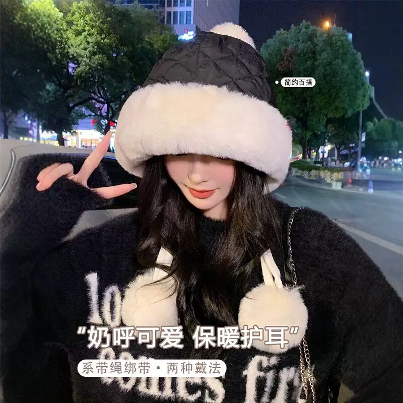 新款雷锋帽子女冬季毛绒帽加厚保暖帽护耳骑车防风防寒毛线帽女|undefined