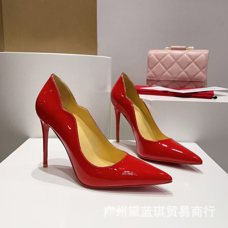 2025夏季新款牛漆皮高跟浅口鞋尖头鞋多色制鞋欧美大码细跟女鞋子|undefined