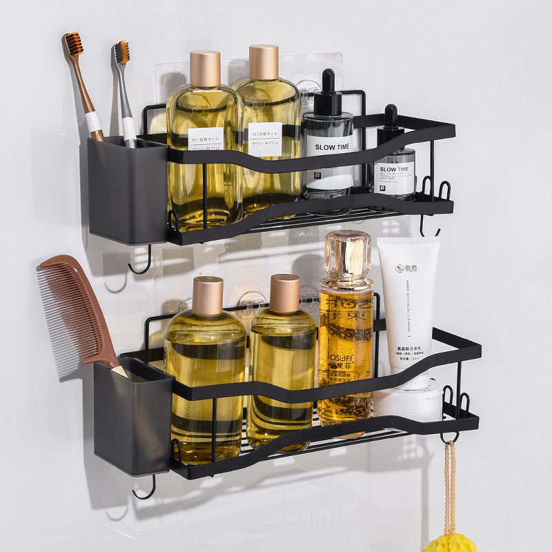 Nuevo estante de baño sin perforación estante de almacenamiento de baño de lujo ligero estante de acabado de artículos de tocador de pared grande