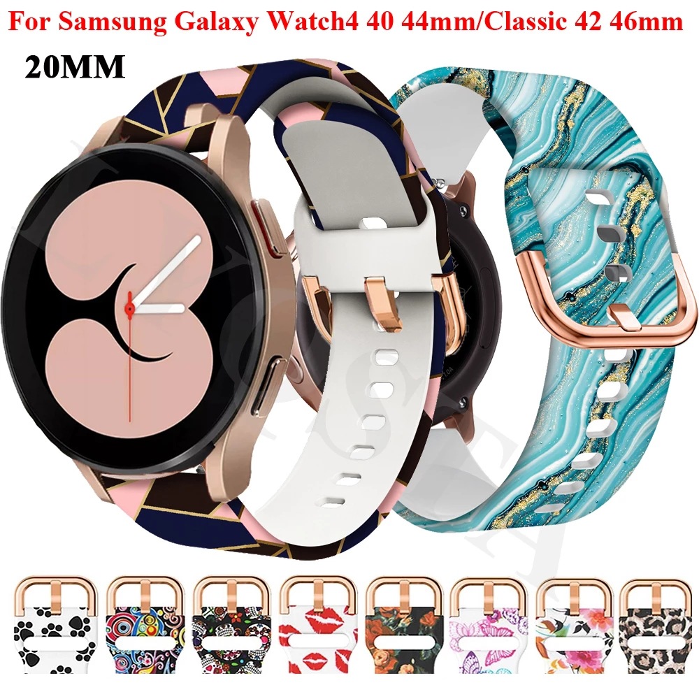 20mm Printed Silicone Strap For Samsung Sumsung Galaxy Watch 4 Smart Watch