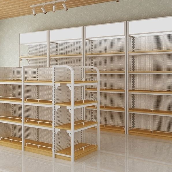 钢木超市便利店展示架母婴零食文具百货烟酒店商店单双面层板货架