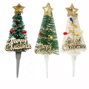 Manufacturer Wholesale Christmas Cake Decoration Plug-In Cake Decoration Christmas Decoration Christmas Tree Garland Plug-In Card
