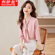 2025新款韩版长袖衬衫女士寸衫职业修身工作服大码正式装 6256