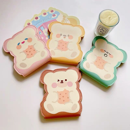 Cute cartoon bear biscuit card holder card holder driver's license set meal card ID holder pu leather bank card credit card holder