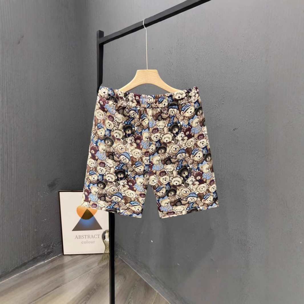 Men's Summer Thin Shorts Casual Sports Loose Fit Beach Pants With Bear Print_viptrois.com