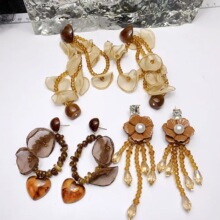 美拉德爱心花朵水晶串珠流苏耳环轻奢时尚优雅高级夸张复古耳饰女