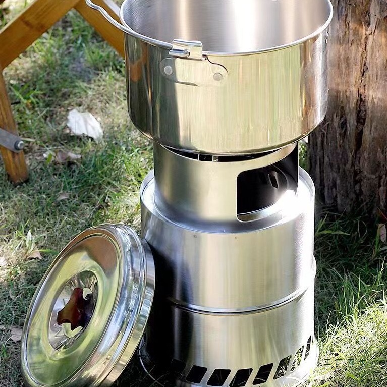 柴火炉气化炉带风机柴火炉灶鼓风机户外烧水炉具柴火灶无烟碳炉