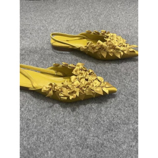 2025 Spring New Flat Peep-Toe Sandals for Women French Style Elegant Bow Versatile Low Heel Pointed Toe Shoes European Goods