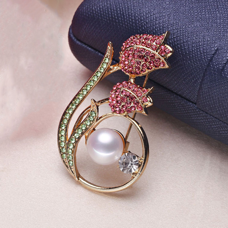 Exquisite Tulpenbrosche Für Damen Mit Perle Und Design Anstecknadel_voghion.com