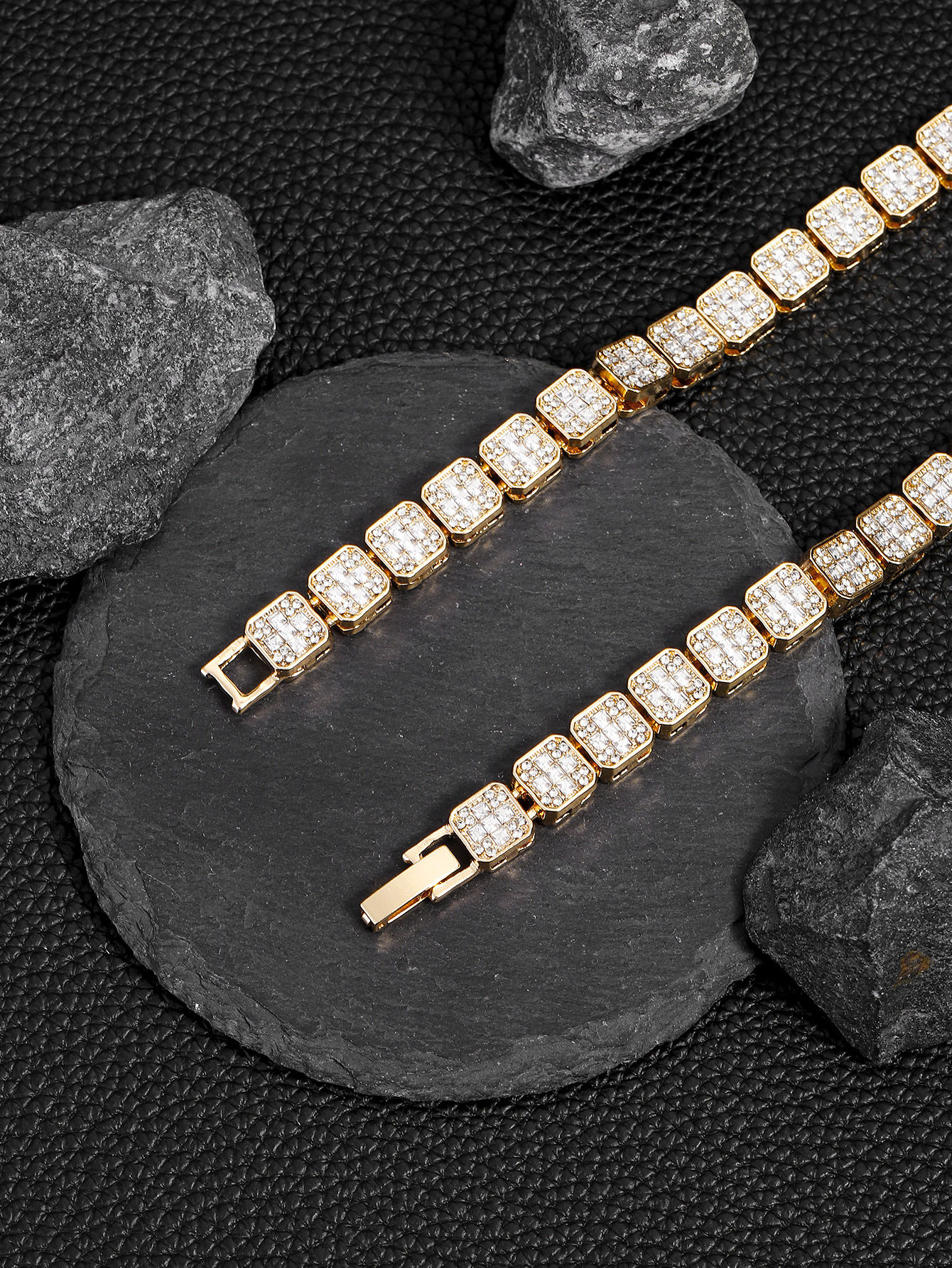 Collana di zucchero rock di alta qualità, accessori alla moda e alla moda per uomo, in vetro quadrato cubano, HipHop_voghion.com