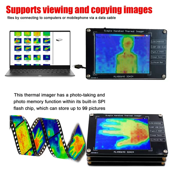 Mlx90640 2.8inch Lcd Digital Infrared Thermal Imaging DIY Thermal Imager Temperature Detection Detection Tool