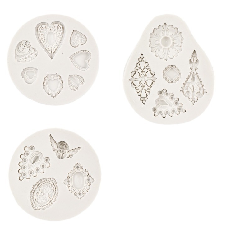 Molde de silicona de joyería clásica, decoración de pastel de fondant de cuentas talladas retro, molde de herramienta de horneado de chocolate de bricolaje