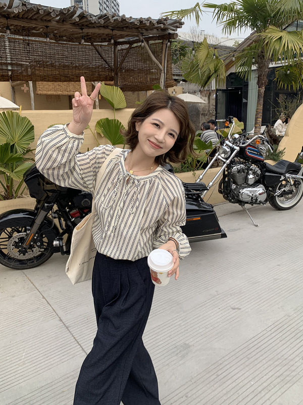 ELINSU 轩轩自制 高腰直筒藏青西装裤女春秋宽松显瘦显高百搭裤子|undefined