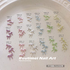 フランスの新しいパールリボンネイルアートアクセサリーハイエンド蝶ネクタイ立体ネイルデコレーション卸売